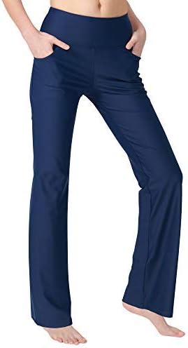 Jngrtsyjvip Fashion Bootcut Yoga Pants for Women with Pockets High Waisted Workout Running Pants Tummy Control Long Bootleg Work Pants