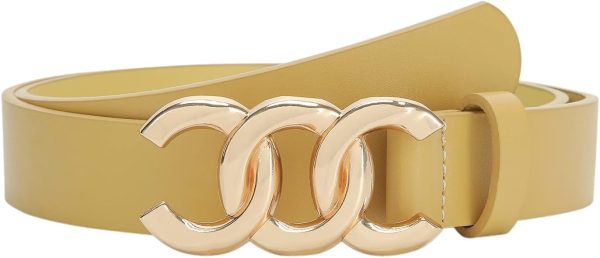 Jngrtsyjvip FashionWomen Belt for Jeans Dress Cinch Waist Belt for Ladies Faux Leather Belt with Gold Buckle