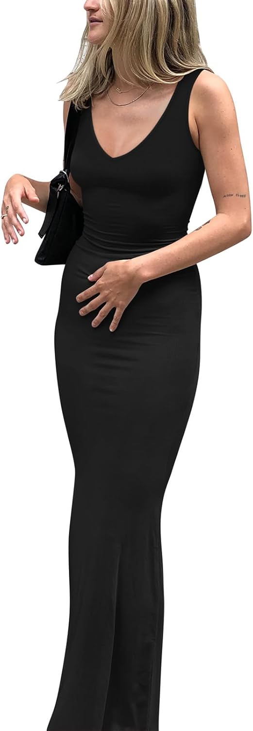 512w5onYjFL._AC_SL1500 Jngrtsyjvip Fashion Women's Summer Sexy Long Dresses Deep V Neck Sleeveless V Backless Lounge Elegant Bodycon Maxi Dress