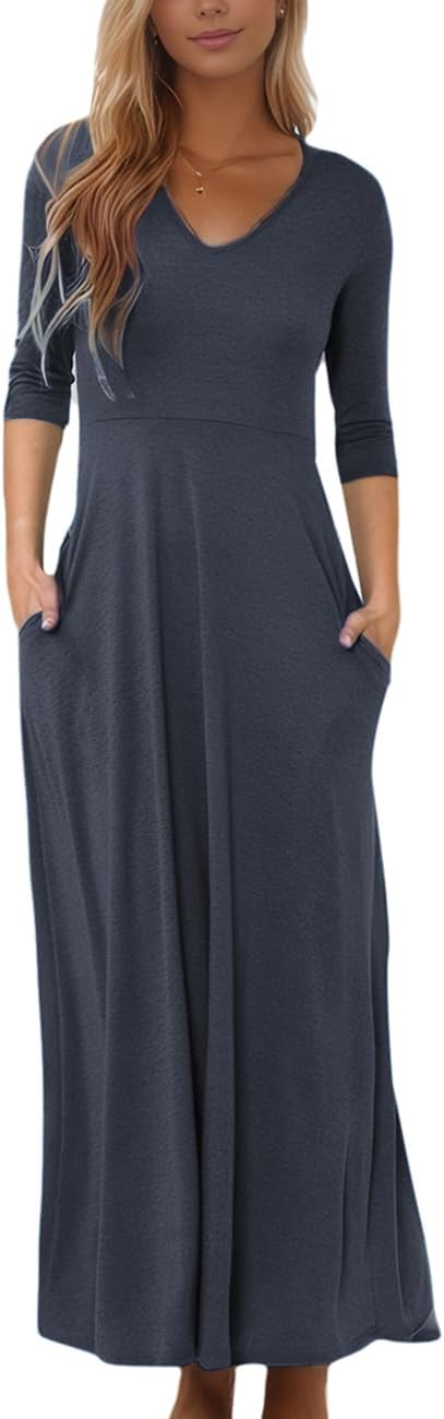 Jngrtsyjvip Fashion Dress for Women Casual Loose Beach Dresses with Pockets for 2024