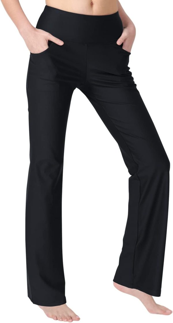 Jngrtsyjvip Fashion Bootcut Yoga Pants for Women with Pockets High Waisted Workout Running Pants Tummy Control Long Bootleg Work Pants