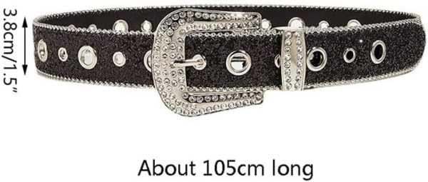 Jngrtsyjvip FashionWomens Rhinestones Studded Belts Bling Big Diamond Cowgirl Cowboy Waist Belt for Jeans Dresses Fit for 27"-39"