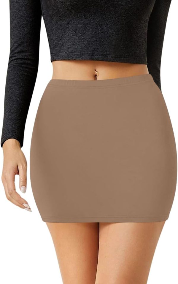 Jngrtsyjvip Fashion Womens Elastic Waist Mini Pencil Skirt - Cotton High Waist Above Knee Basic Bodycon Short Skirt Made in USA