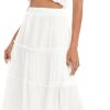 Jngrtsyjvip Fashion Women's High Waist Frill Trim A Line Swing Flowy Summer Midi Skirts
