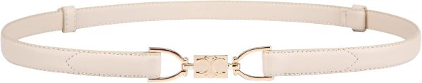 Jngrtsyjvip FashionWomen Leather Belts for Dress Jeans Belt with Gold Buckle Skinny Waist Adjustable Belts for Lady