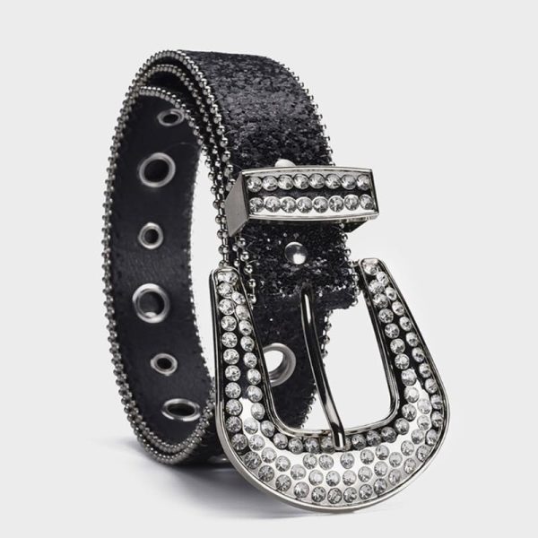 Jngrtsyjvip FashionWomens Rhinestones Studded Belts Bling Big Diamond Cowgirl Cowboy Waist Belt for Jeans Dresses Fit for 27"-39"