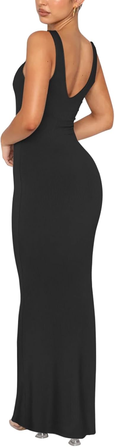 51ajYx1PxtL._AC_SL1500 Jngrtsyjvip Fashion Women's Summer Sexy Long Dresses Deep V Neck Sleeveless V Backless Lounge Elegant Bodycon Maxi Dress