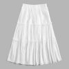 Jngrtsyjvip Fashion Women's High Waist Frill Trim A Line Swing Flowy Summer Midi Skirts