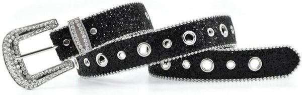 Jngrtsyjvip FashionWomens Rhinestones Studded Belts Bling Big Diamond Cowgirl Cowboy Waist Belt for Jeans Dresses Fit for 27"-39"