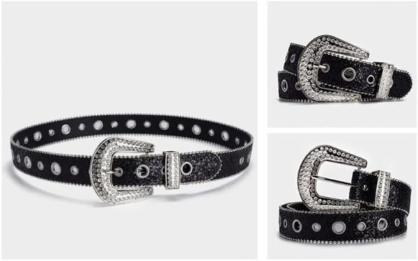 Jngrtsyjvip FashionWomens Rhinestones Studded Belts Bling Big Diamond Cowgirl Cowboy Waist Belt for Jeans Dresses Fit for 27"-39"