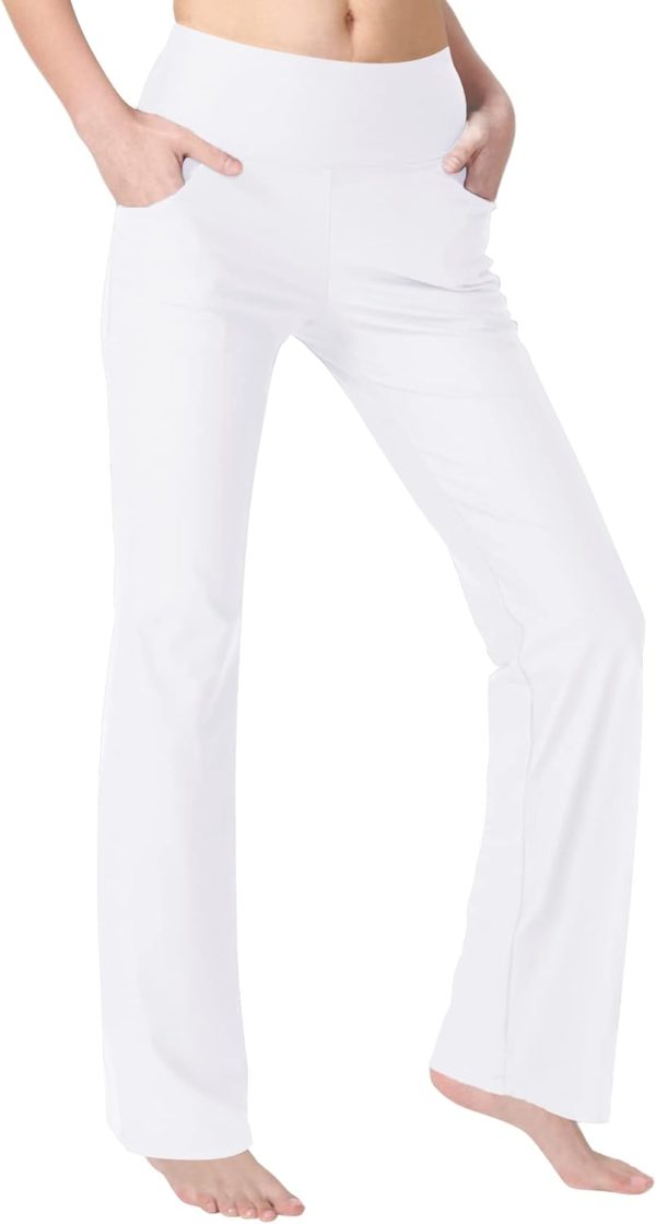 Jngrtsyjvip Fashion Bootcut Yoga Pants for Women with Pockets High Waisted Workout Running Pants Tummy Control Long Bootleg Work Pants