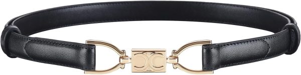 Jngrtsyjvip FashionWomen Leather Belts for Dress Jeans Belt with Gold Buckle Skinny Waist Adjustable Belts for Lady