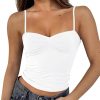 Jngrtsyjvip Fashion Women Y2K Sweetheart Neck Sleeveless Crop Tank Tops Backless Spaghetti Strap Pleated Bustier Camis Going Out Top
