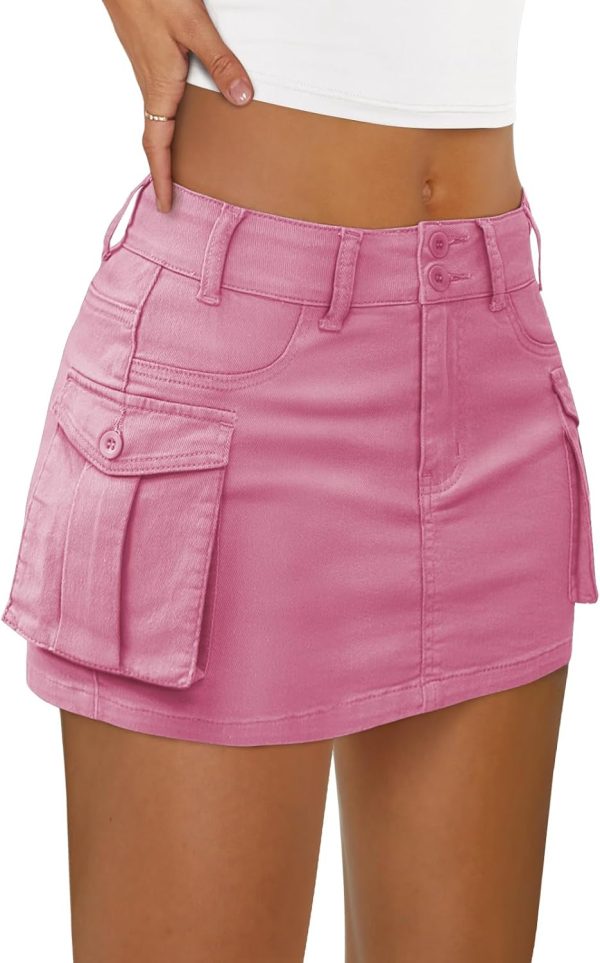 614WS5WAenL._AC_SL1500 Jngrtsyjvip Fashion Women Cargo Mini Skirt Denim Jean Dress with Pocket