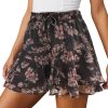 Jngrtsyjvip Fashion Shorts for Women Casual Boho Floral Skorts Ruffle Mini Skirts Running Tennis Butterfly Shorts Chiffon Shorts