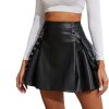 Jngrtsyjvip Fashion  Black Pleated Mini Skirt with Chain High Waisted Tennis Skirt