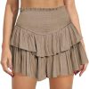 Jngrtsyjvip FashionWomen's Cute High Waist Ruffle Mini Skirt Layered Ruffle Hem Flared Flowy Casual Swing Beach Mini Short Skirt