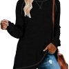 Jngrtsyjvip Fashion  Womens Casual Long Sleeve T Shirts Casual Blouses Trendy Tops Side Split Tunics