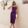 Jngrtsyjvip Fashion Womens Satin Nightgown Sexy Lingerie Sleepwear Spaghetti Strap Cowl Neck Elegant Long Slip Satin Silk Midi Dress