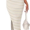 Jngrtsyjvip Fashion  Women's 2024 Summer Striped Knit Bodycon Midi Dress Square Neck Side Slit Tank Ribbed Sweater Dresses
