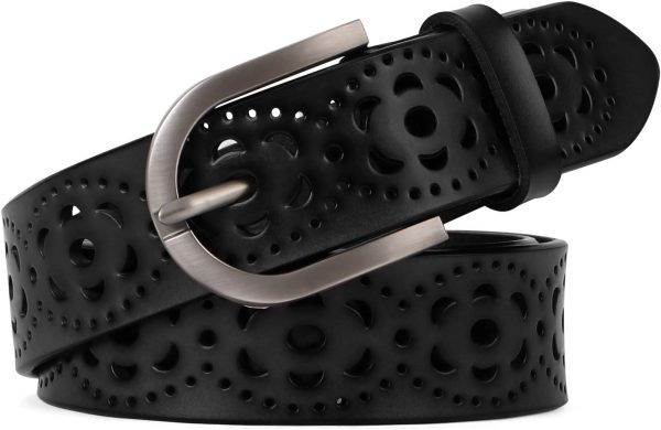 61QXIZIyb9L._AC_SL1500 Jngrtsyjvip Fashion Women’s Hollow Flower Leather Belt for Jeans Pants Wide Belt for Ladies