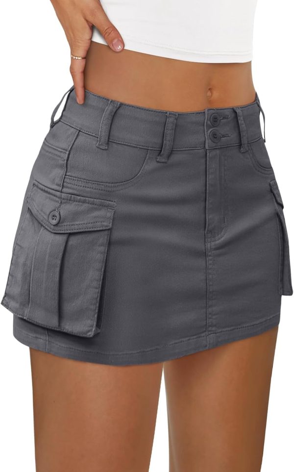 61RX2ncOpcL._AC_SL1500 Jngrtsyjvip Fashion Women Cargo Mini Skirt Denim Jean Dress with Pocket