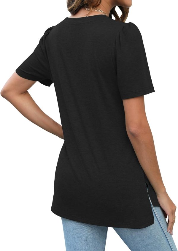 61WUHNcnm_L._AC_SL1500 Jngrtsyjvip Fashion Summer Tops for Women Short Sleeve V Neck Shirts Side Split Loose Casual Tunic Tops