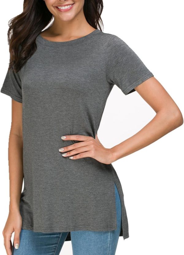 61Wfd5LxZOL._AC_SL1300 Jngrtsyjvip Fashion Shirts Summer Women Casual Short Sleeve Tops T-Shirts Tees with Side Split