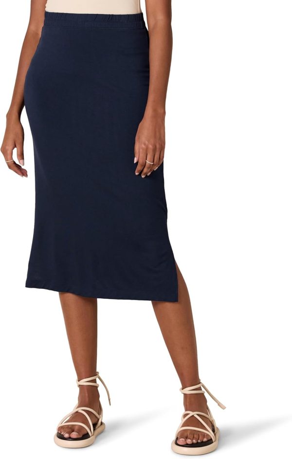 Jngrtsyjvip Fashion  Women's Pull-On Knit Midi Skirt (Available in Plus Size)