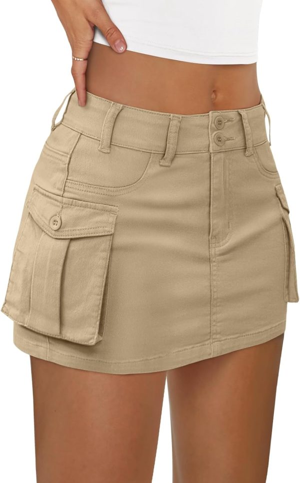 61ZaKHqTeUL._AC_SL1500 Jngrtsyjvip Fashion Women Cargo Mini Skirt Denim Jean Dress with Pocket