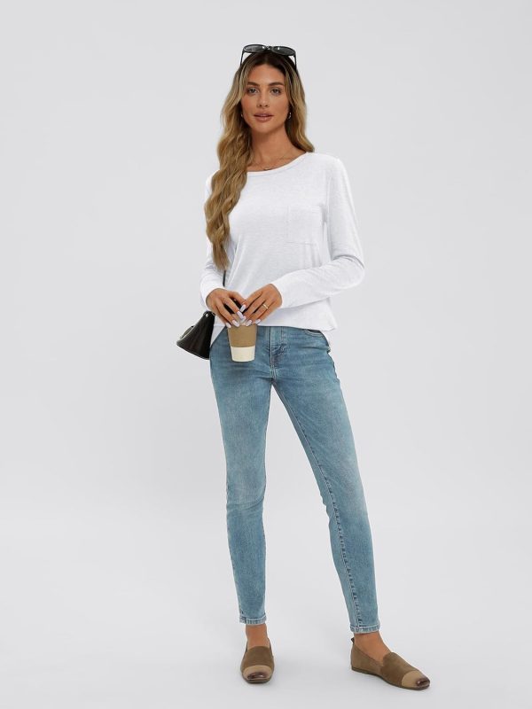 Jngrtsyjvip Fashion   Long Sleeve Shirts for Women 2024 Fall Fashion Crewneck Loose Fit Casual Tops Trendy Basics Outfits Clothes