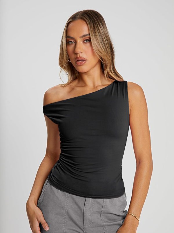 Jngrtsyjvip Fashion Womens Off The Shoulder Tops Sleeveless Shirts Going Out Crop Tank Tops Slim Fitted Y2K Summer Outfits 2024