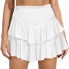 Jngrtsyjvip FashionWomen's Cute High Waist Ruffle Mini Skirt Layered Ruffle Hem Flared Flowy Casual Swing Beach Mini Short Skirt