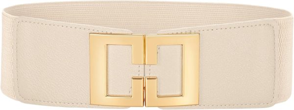 Jngrtsyjvip FashionWide Waist Belts for Women Dresses Vintage Elastic Belts Fashion Stretchy Belt with Gold Buckle