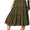 Jngrtsyjvip Fashion Women's High Waist Frill Trim A Line Swing Flowy Summer Midi Skirts