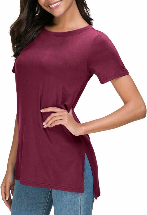 61h0HcAKXNL._AC_SL1300 Jngrtsyjvip Fashion Shirts Summer Women Casual Short Sleeve Tops T-Shirts Tees with Side Split