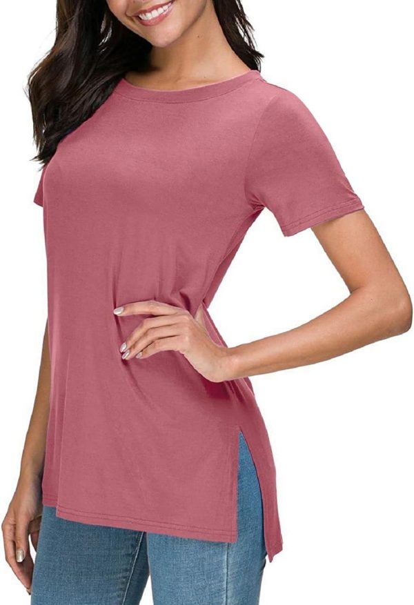 61mEZDGwCJL._AC_SL1300 Jngrtsyjvip Fashion Shirts Summer Women Casual Short Sleeve Tops T-Shirts Tees with Side Split