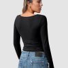 Jngrtsyjvip Fashion Womens Long Sleeve Deep V-Neck Crop Tops Basic Y2K Going Out Tops Fall Outfits 2024 Fashion Clothes