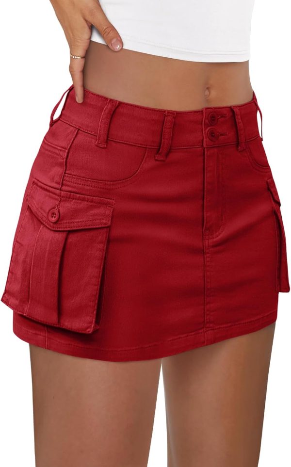 61o2laFEPkL._AC_SL1500 Jngrtsyjvip Fashion Women Cargo Mini Skirt Denim Jean Dress with Pocket