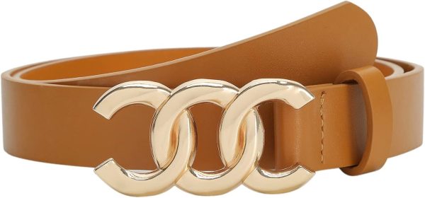 Jngrtsyjvip FashionWomen Belt for Jeans Dress Cinch Waist Belt for Ladies Faux Leather Belt with Gold Buckle