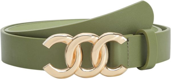 Jngrtsyjvip FashionWomen Belt for Jeans Dress Cinch Waist Belt for Ladies Faux Leather Belt with Gold Buckle