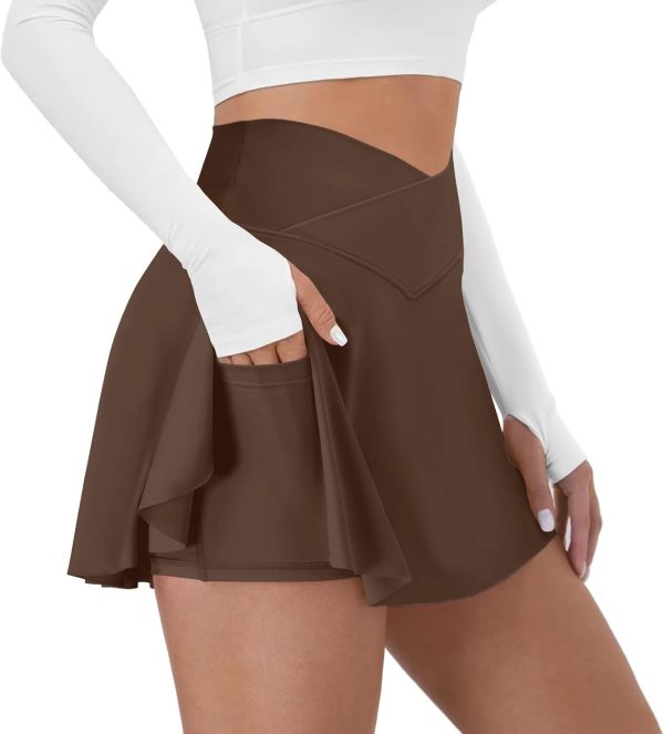 Jngrtsyjvip FashionTennis Skirt for Women with Pockets Shorts Crossover High Waisted Athletic Golf Skorts Running Workout Skirts 2 in 1