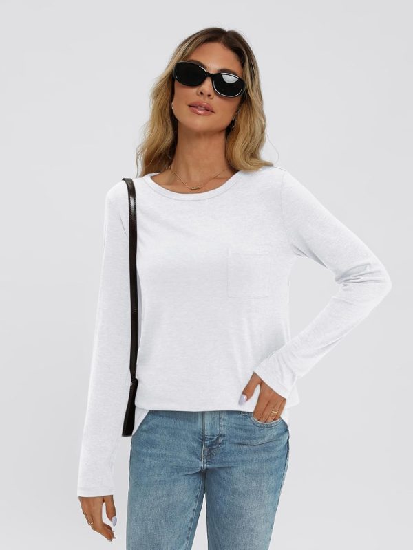 Jngrtsyjvip Fashion   Long Sleeve Shirts for Women 2024 Fall Fashion Crewneck Loose Fit Casual Tops Trendy Basics Outfits Clothes