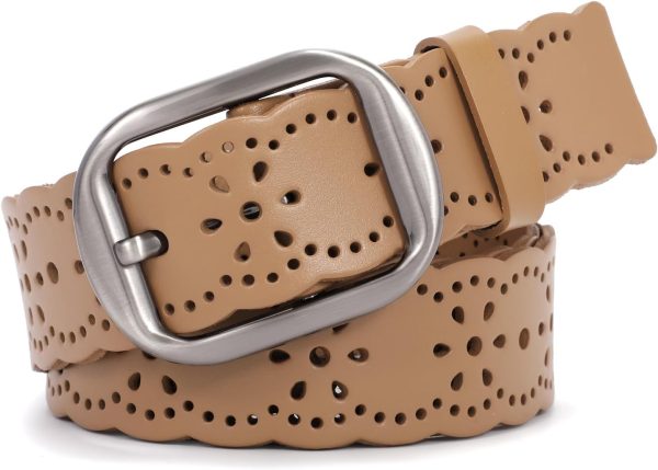 61ucyMv6qFL._AC_SL1500 Jngrtsyjvip Fashion Women’s Hollow Flower Leather Belt for Jeans Pants Wide Belt for Ladies