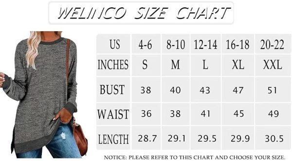 61uxxgxRgiL._AC_SL1000 Jngrtsyjvip Fashion Womens Crewneck Pullovers Color Block Long Sleeve Side Split Tunic Tops