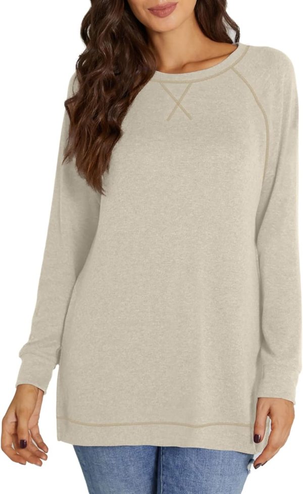 Jngrtsyjvip Fashion  Womens Casual Long Sleeve T Shirts Casual Blouses Trendy Tops Side Split Tunics