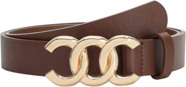 Jngrtsyjvip FashionWomen Belt for Jeans Dress Cinch Waist Belt for Ladies Faux Leather Belt with Gold Buckle