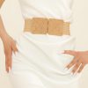 Jngrtsyjvip Fashion  Women's Symmetrical Buckle Straw Belts Wide Belt Elastic Waistband