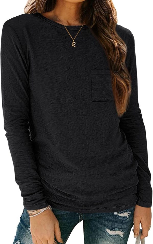 Jngrtsyjvip Fashion   Long Sleeve Shirts for Women 2024 Fall Fashion Crewneck Loose Fit Casual Tops Trendy Basics Outfits Clothes