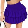 Jngrtsyjvip Fashion  Women's High Waist Ruffle Flowy Mini Skirts Stretchy Lined Layered Pleated Casual Beach Short Skirt